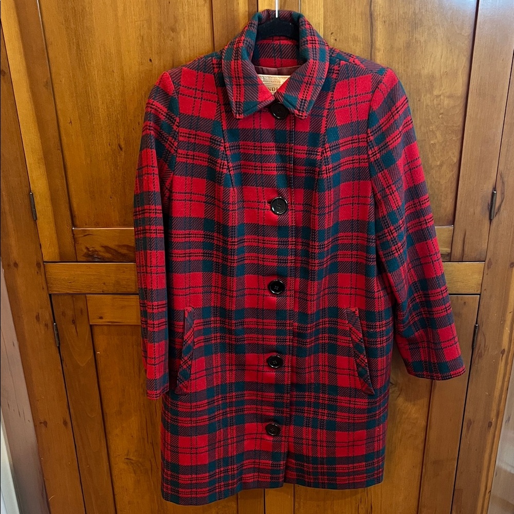 Rare Vintage American Prep Pendleton Red/Green Tartan Plaid Coat, Academia